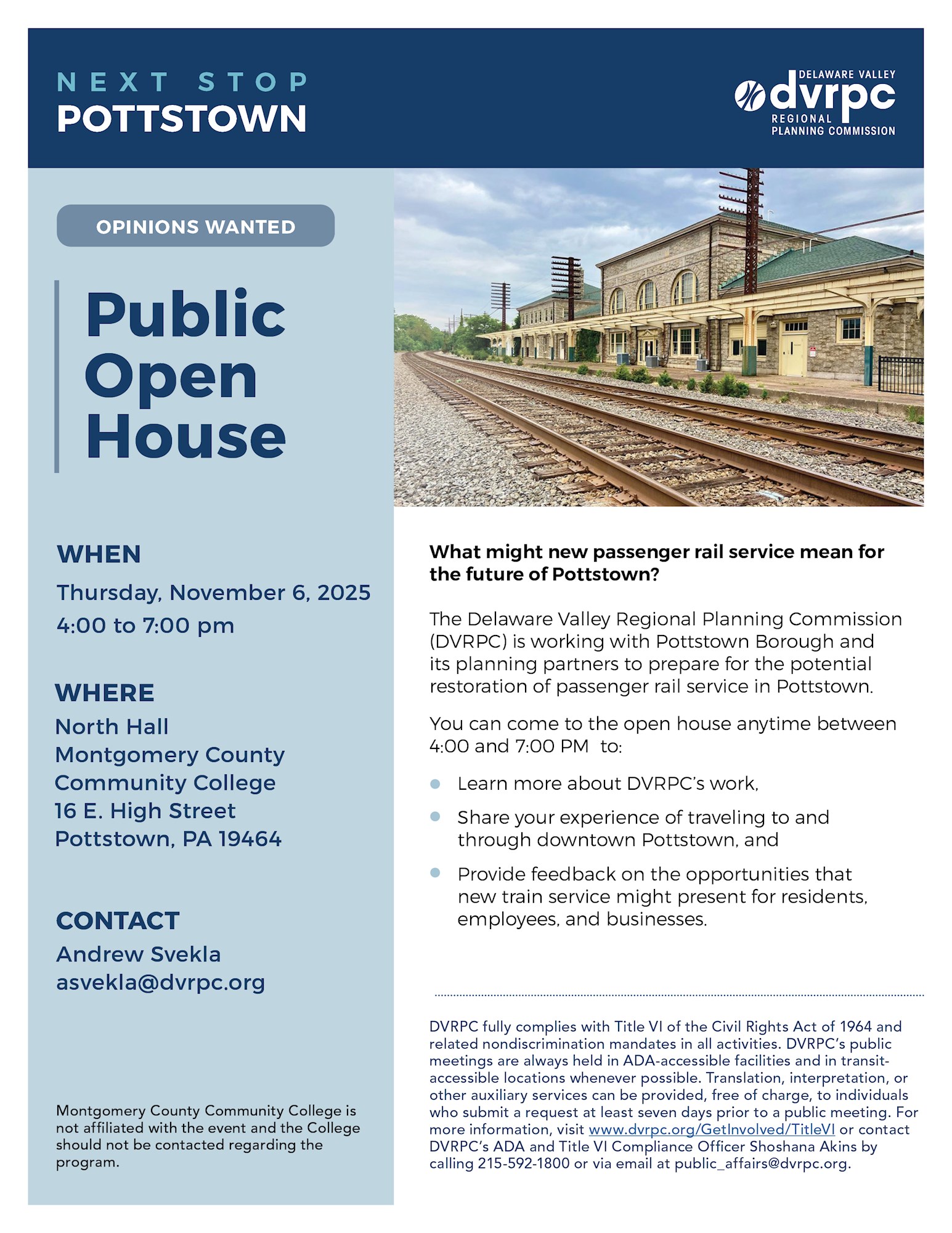 DVRPC Pottstown Open House Flyer